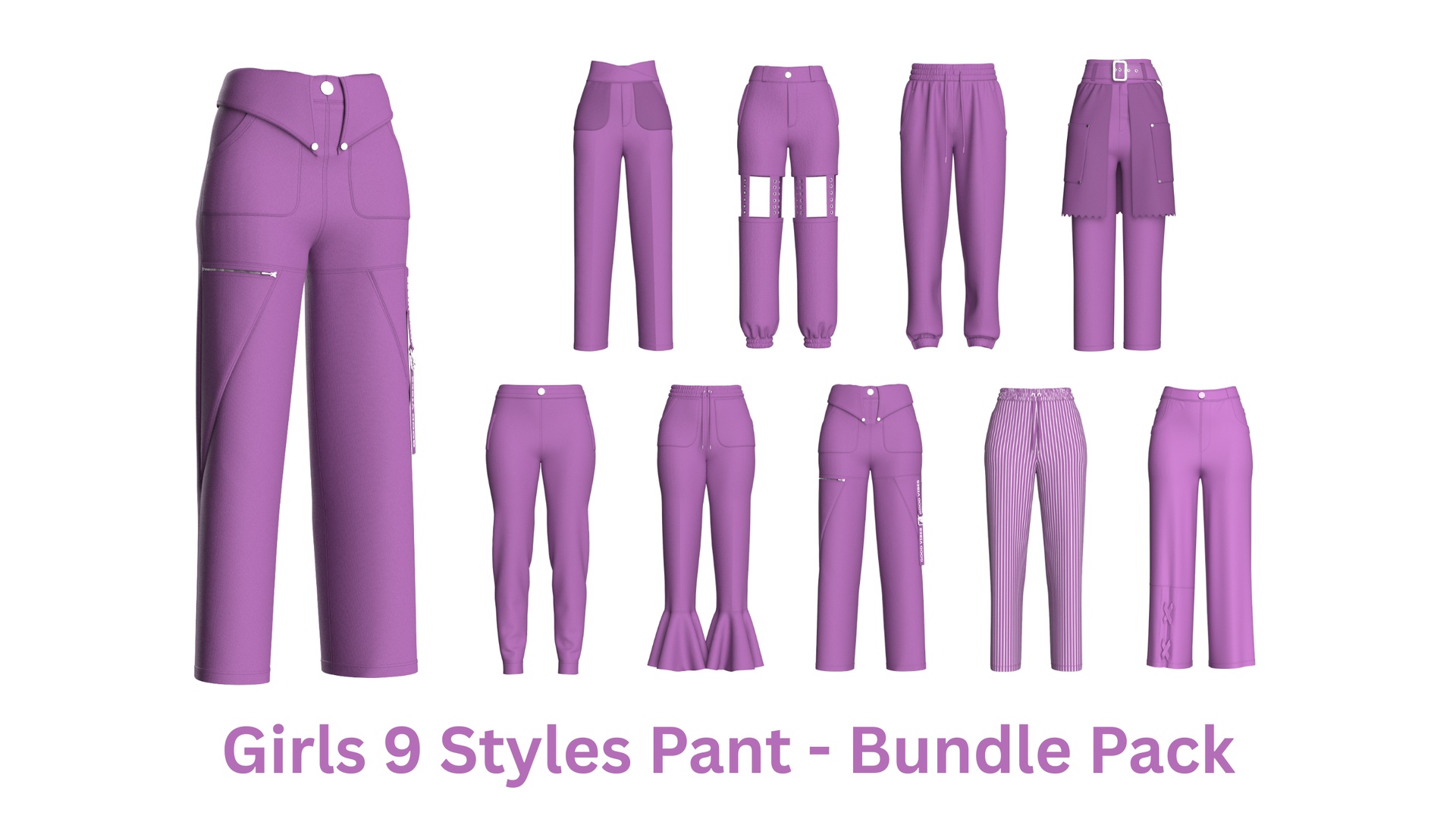Media 1 for listing Girls 9 Styles Pant - Bundle Pack | High Poly