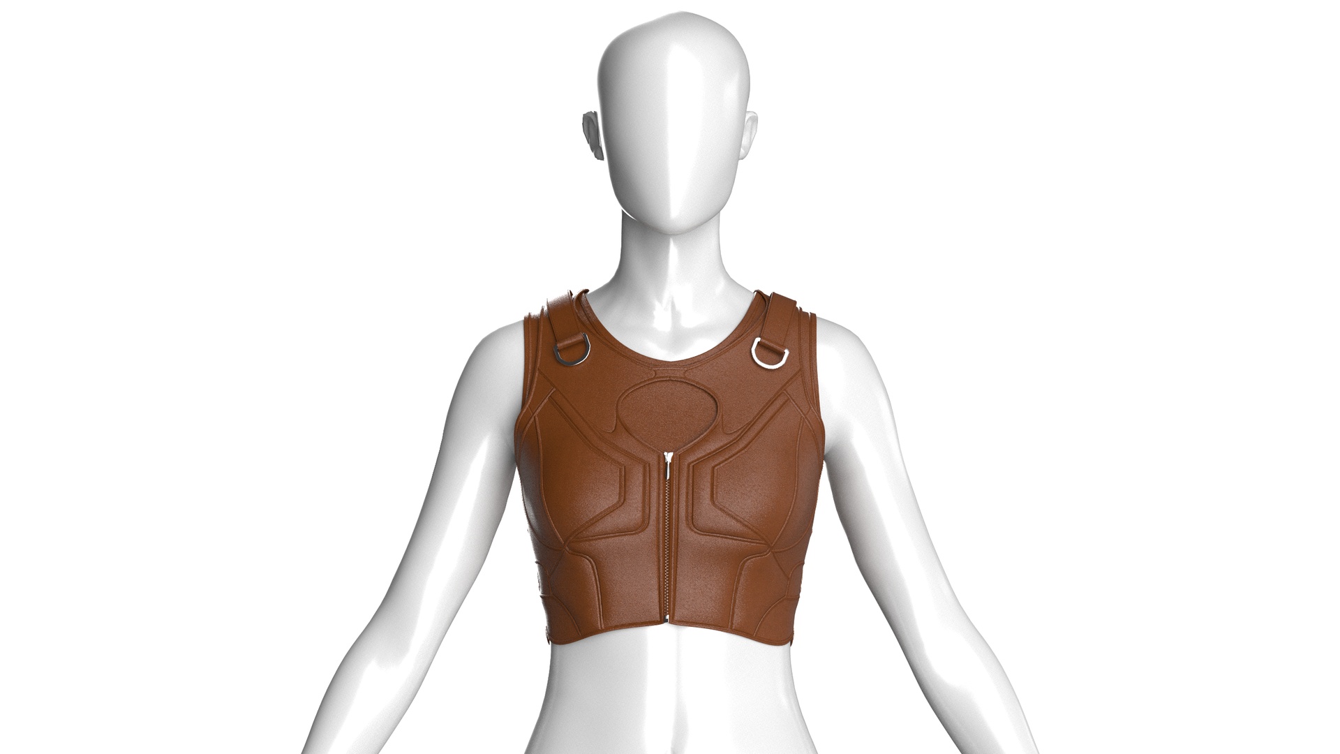 Media 1 for listing Girls Brown Leather Crop Vest | High Poly