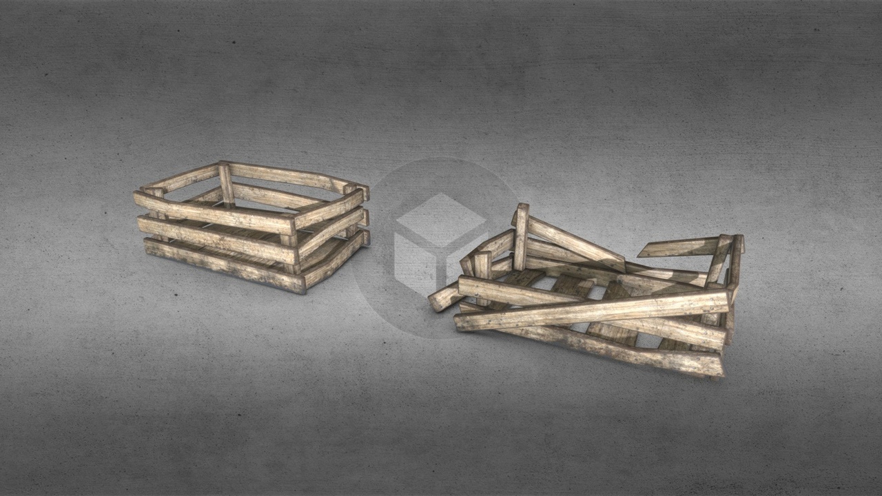 Media 1 for listing Wooden Dirty Crates - Broken Whole 2 Piece Set