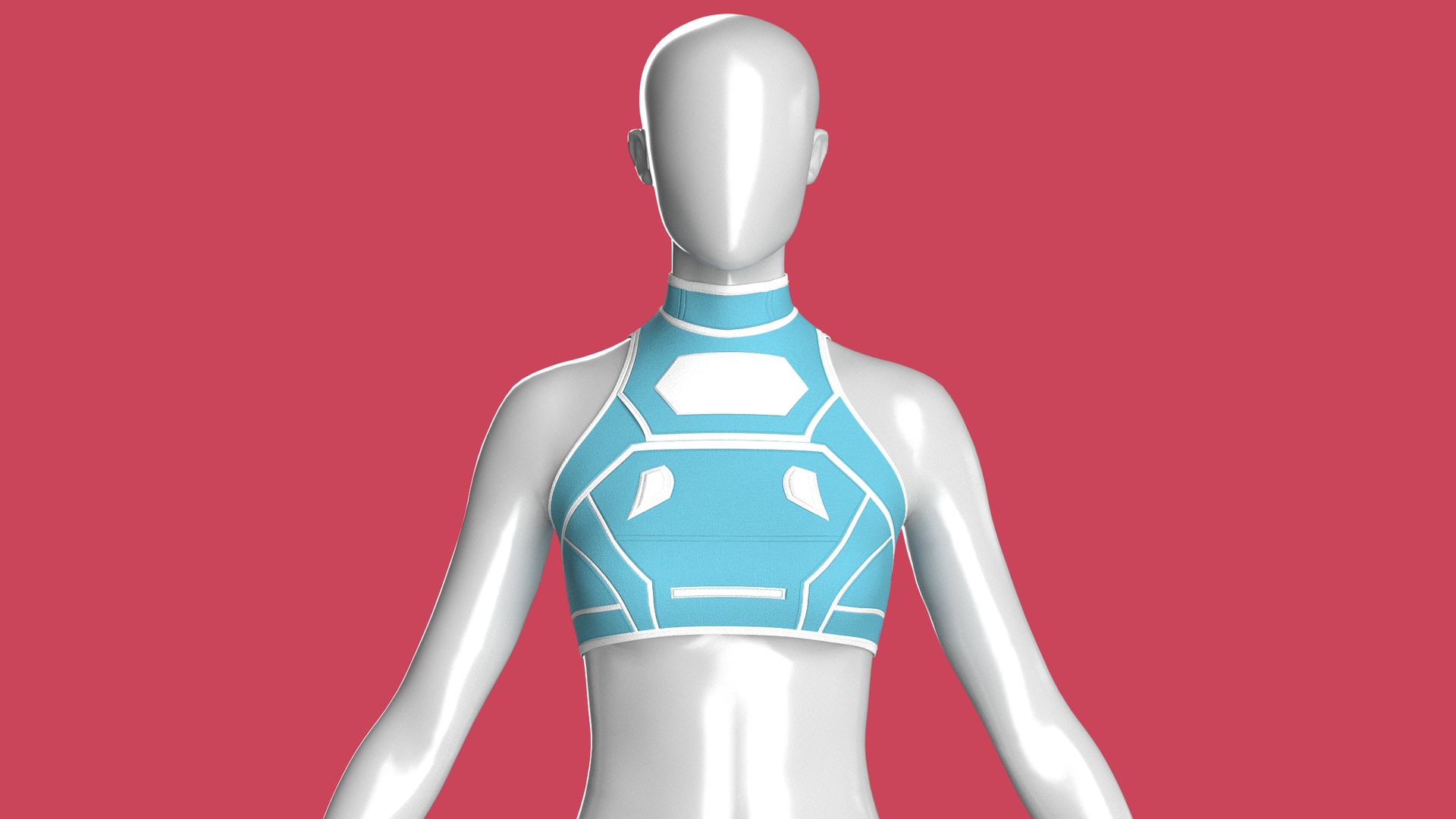 Media 1 for listing Girls High - Neck Sleeveless Crop Top | High Poly