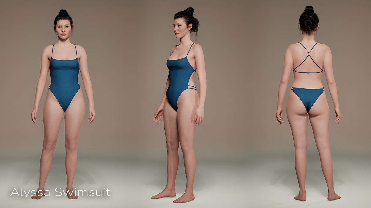 Media 1 for listing Alyssa Swimsuit - MetaHuman Compatible - MH Female Body Compatible