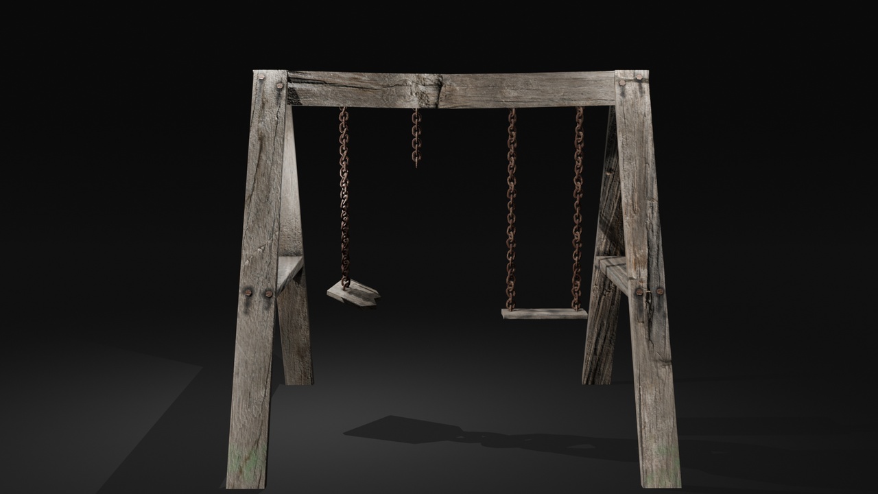Media 1 for listing Old Wooden Swing Set – Weathered Playground Prop (3 LOD)