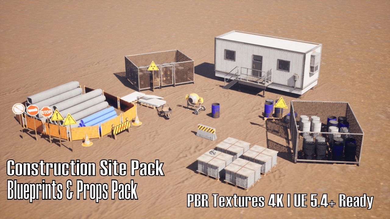 Media 1 for listing Interactive Construction Site Pack for UE5 | Gameplay Blueprints Included