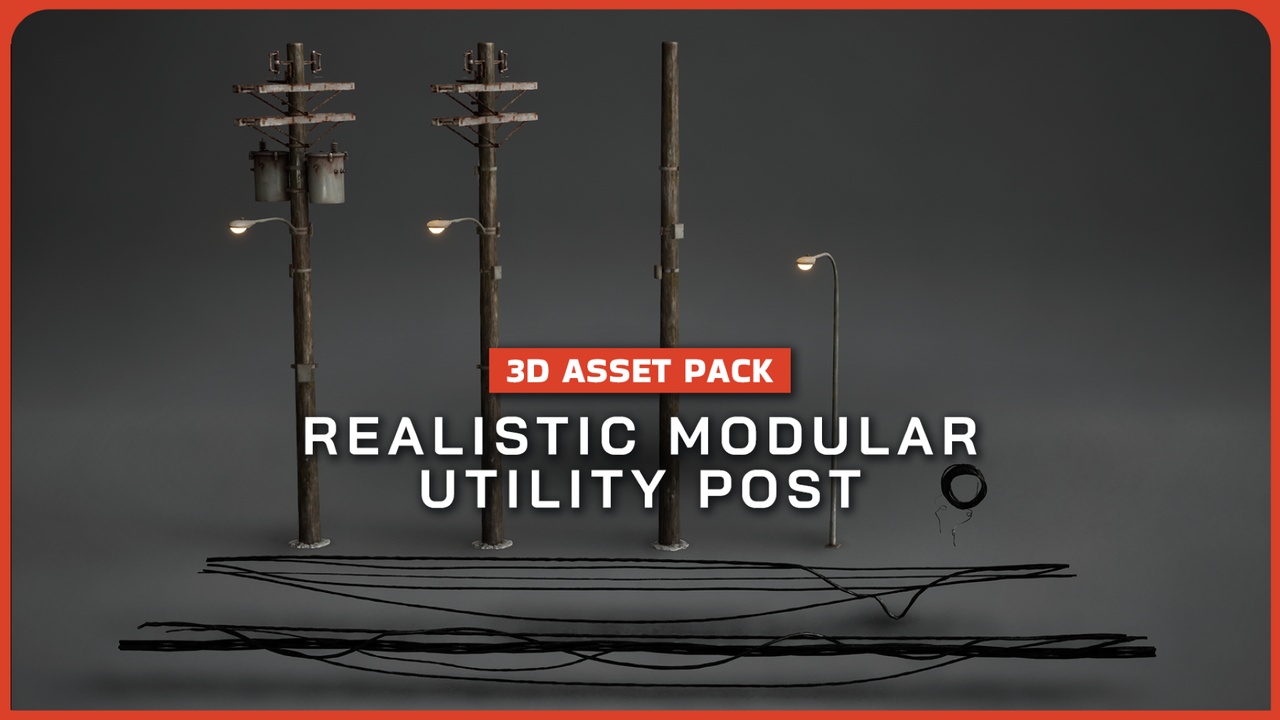 Realistic Modular Utility Post | Fab