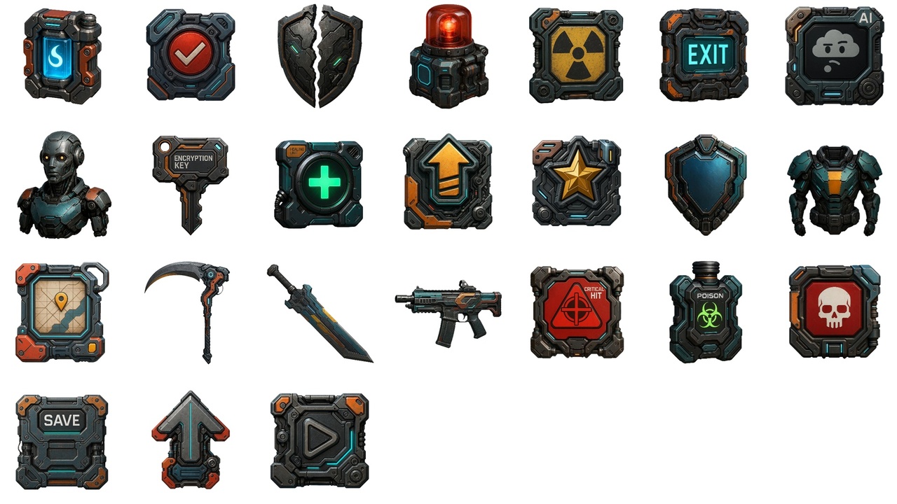 Cyberpunk Tactical Icons - Free Starter Pack | Fab
