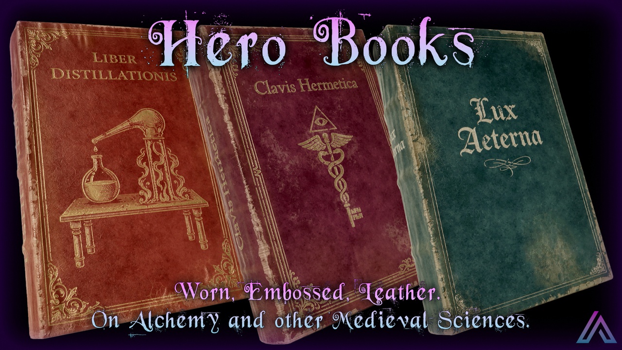 الوسائط 1 للقائمة Hero Books - 18 Worn, Leather, medieval pieces on alchemy and science
