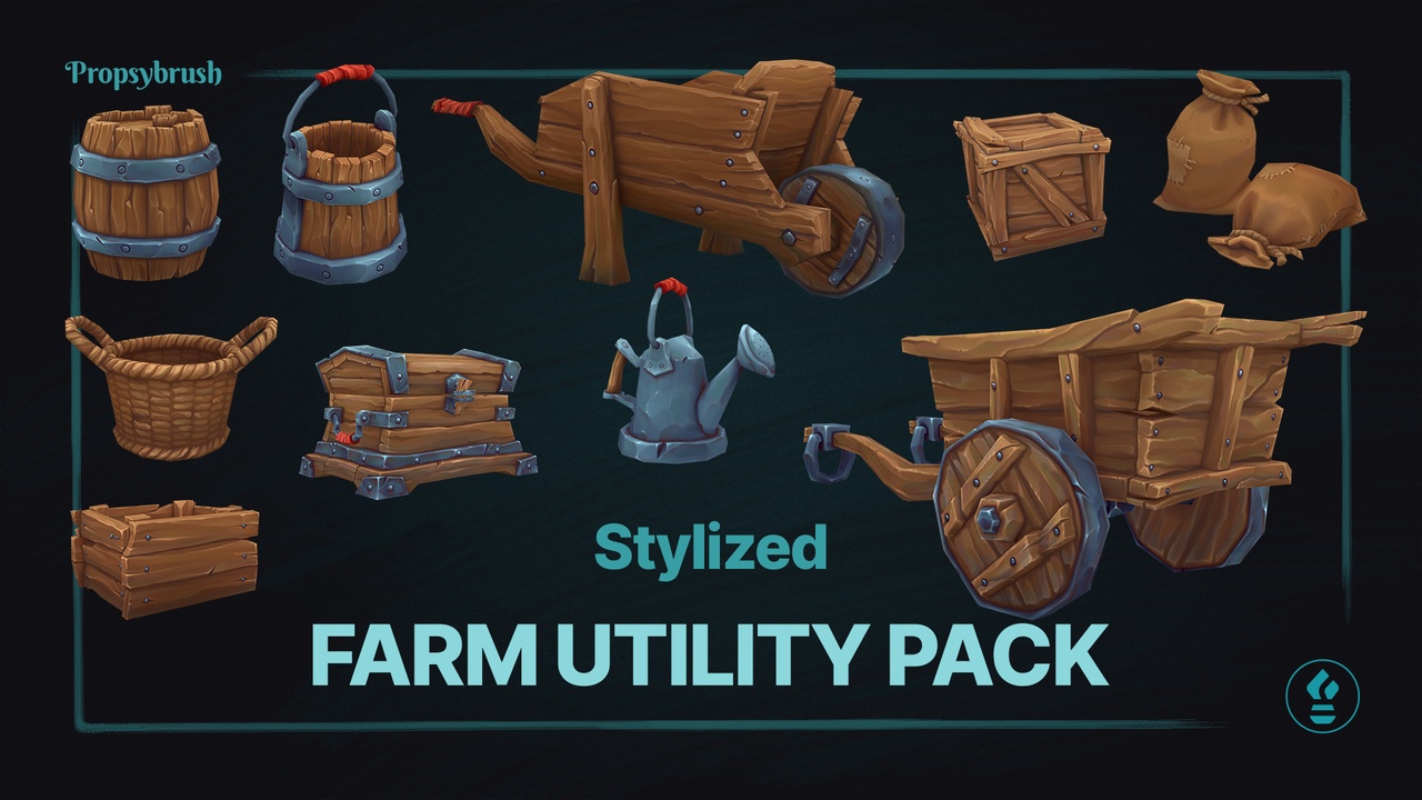 Media 1 for listing Low Poly Stylized Farm Utility Pack – Hand-Painted Game-Ready 3D Assets