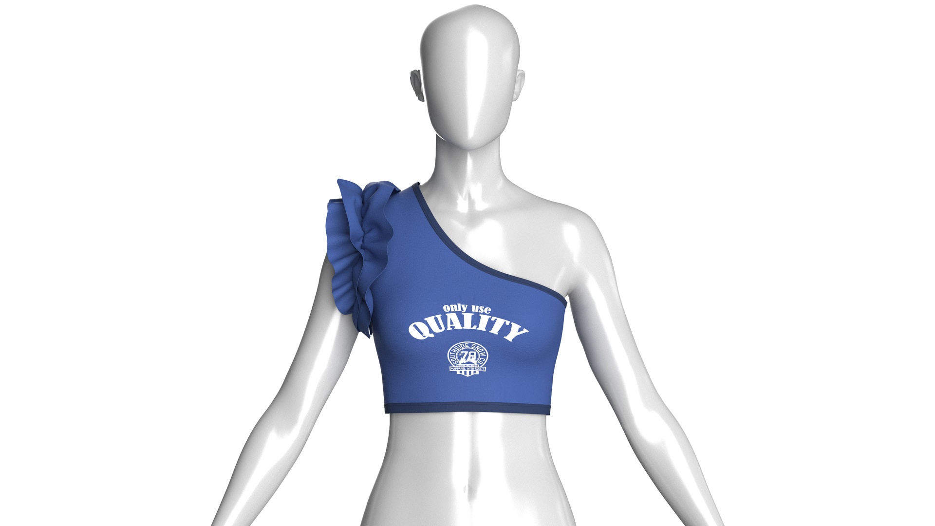 Media 1 for listing Girls One - Shoulder Ruffled Crop Top | High Poly