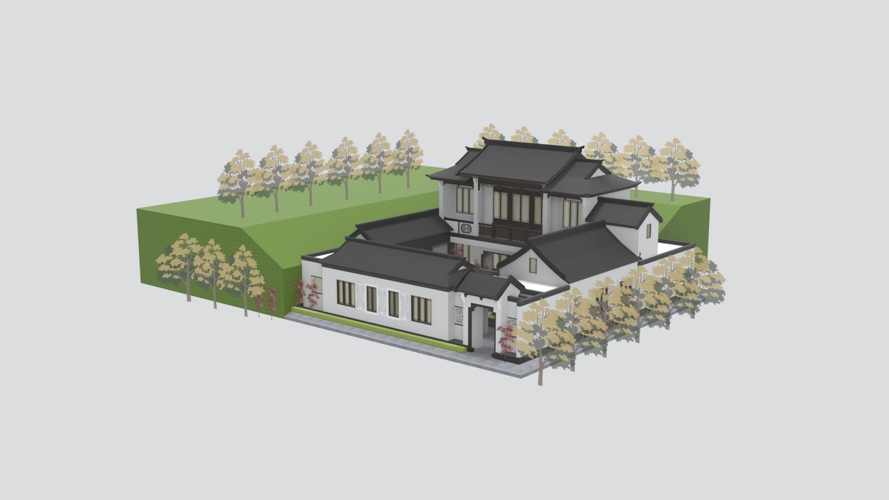 Media 1 for listing Modern Chinese Siheyuan Courtyard Architecture 3D Model