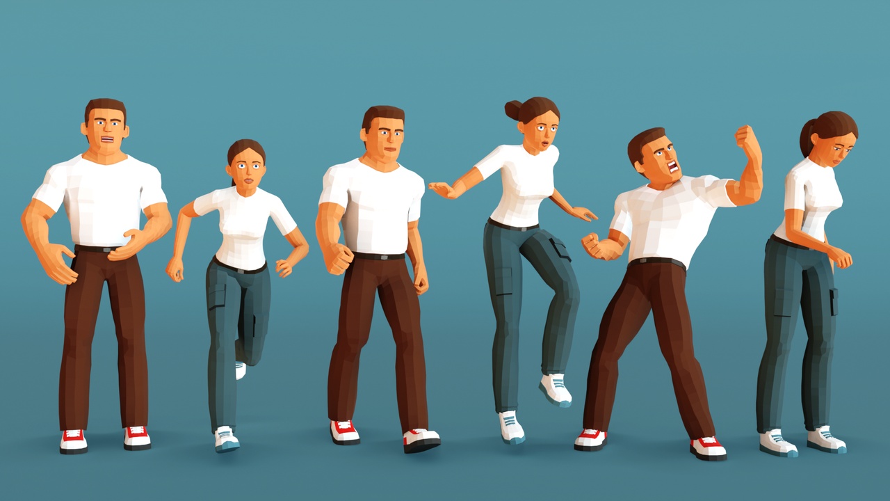 Media 1 for listing Man and Woman low-poly stylized - Mason and Sophia