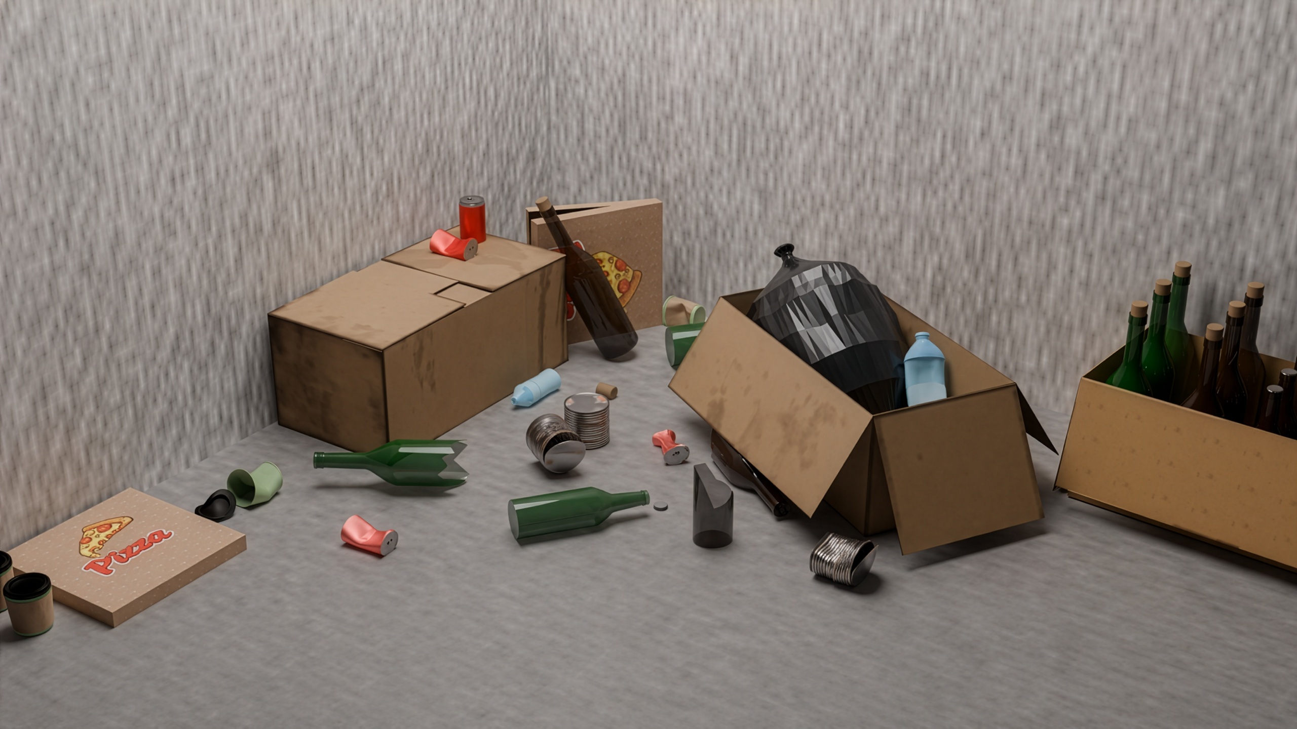 Realistic Trash Props Pack | Bottles, Cans, Boxes & Garbage | Fab