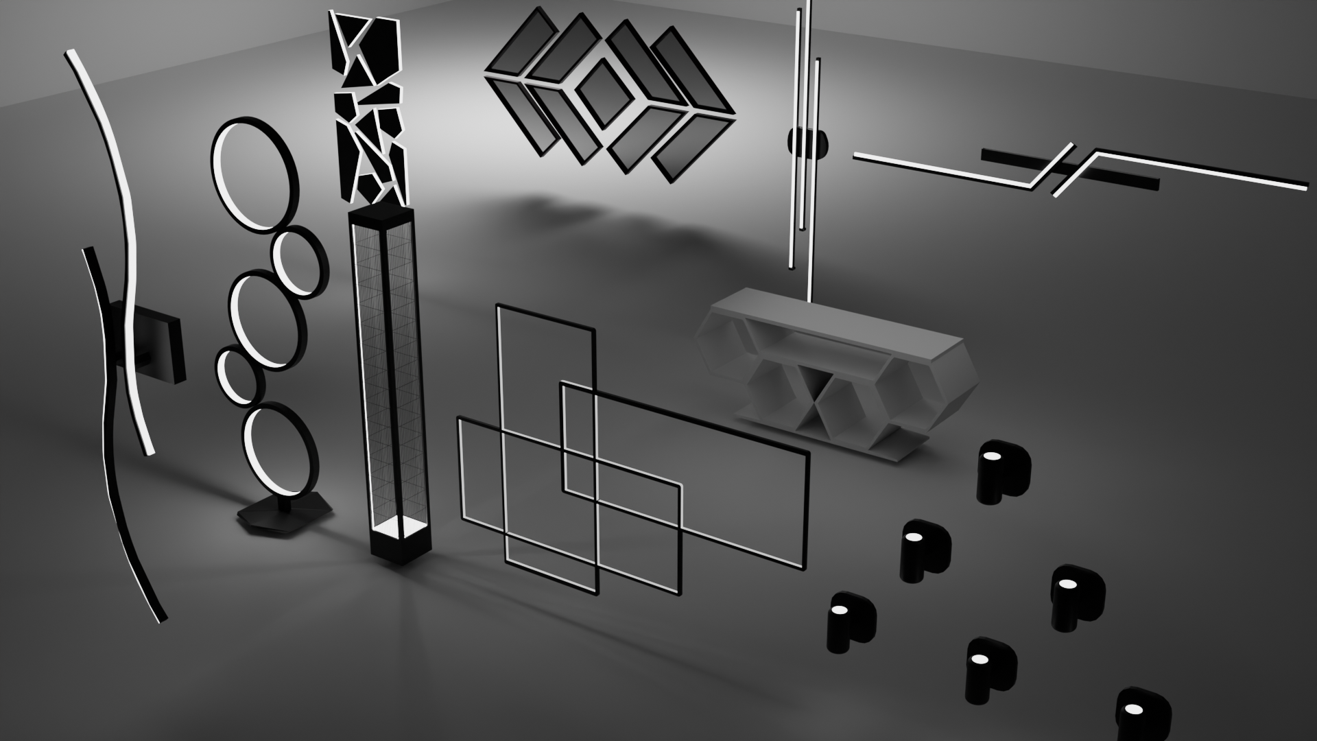 Futuristic Minimalist Light Structures | Sci-Fi Decorative Kit | Fab