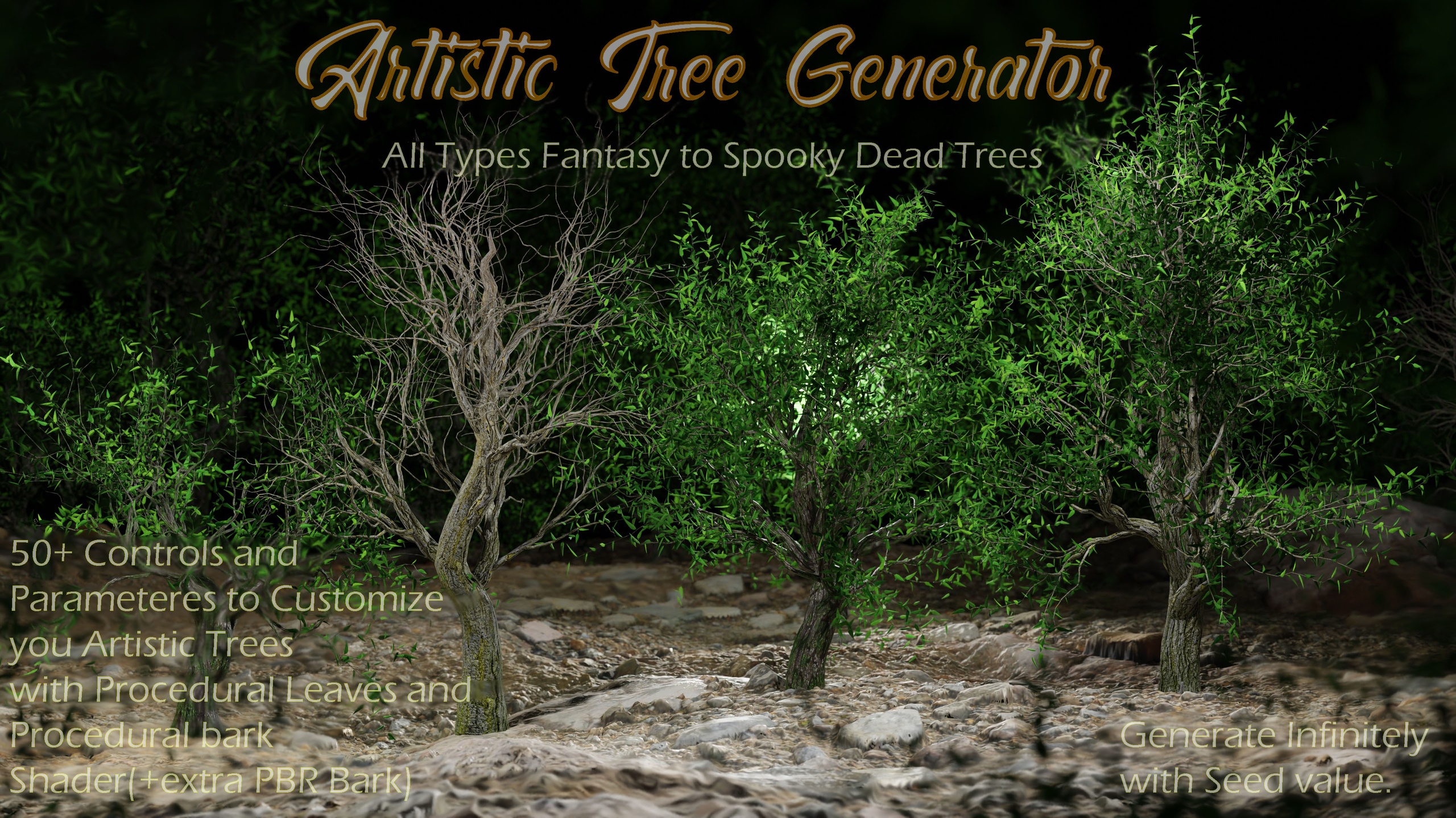 Media 1 for listing Artistic Tree Generator (all Types: fantasy to Spooky dead trees)