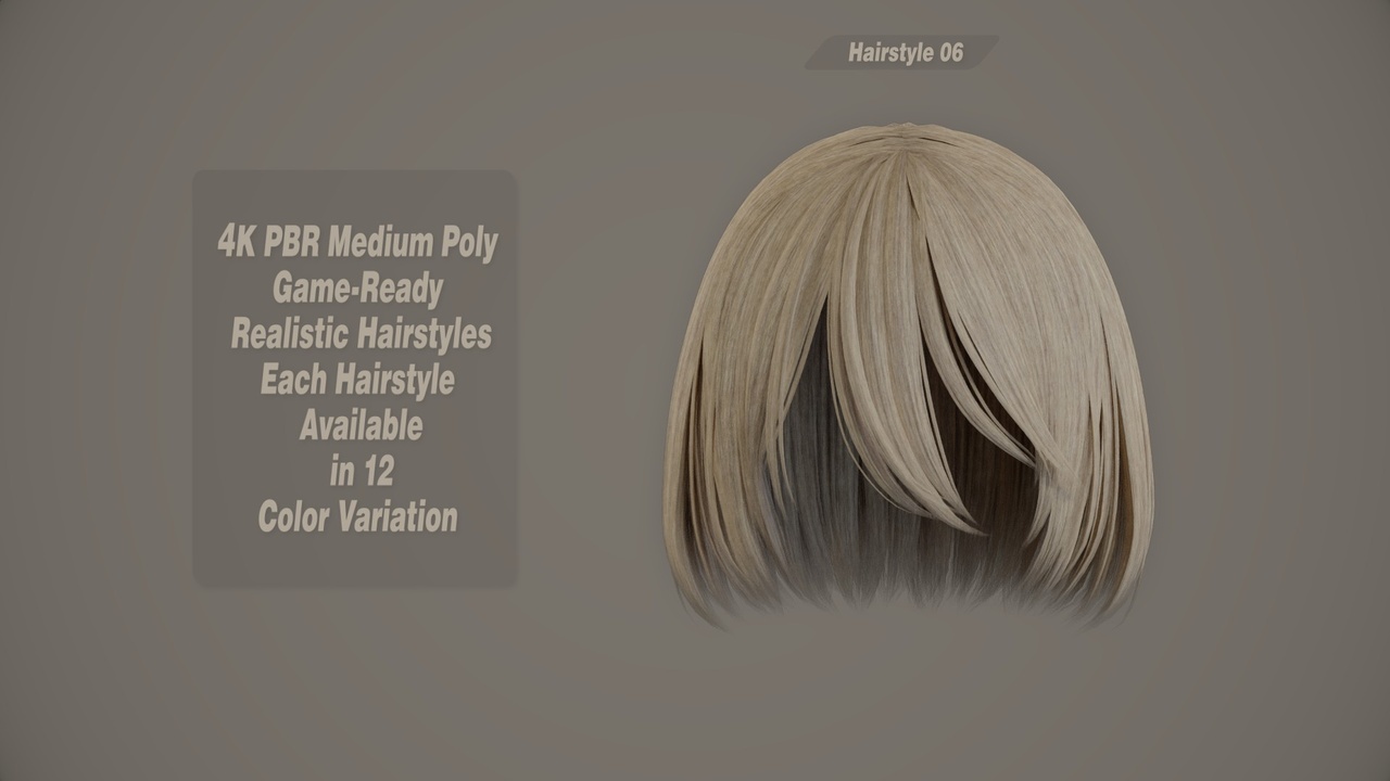 Media 1 for listing Realistic Hair Game Ready | 12 Colors | 4K PBR | v6