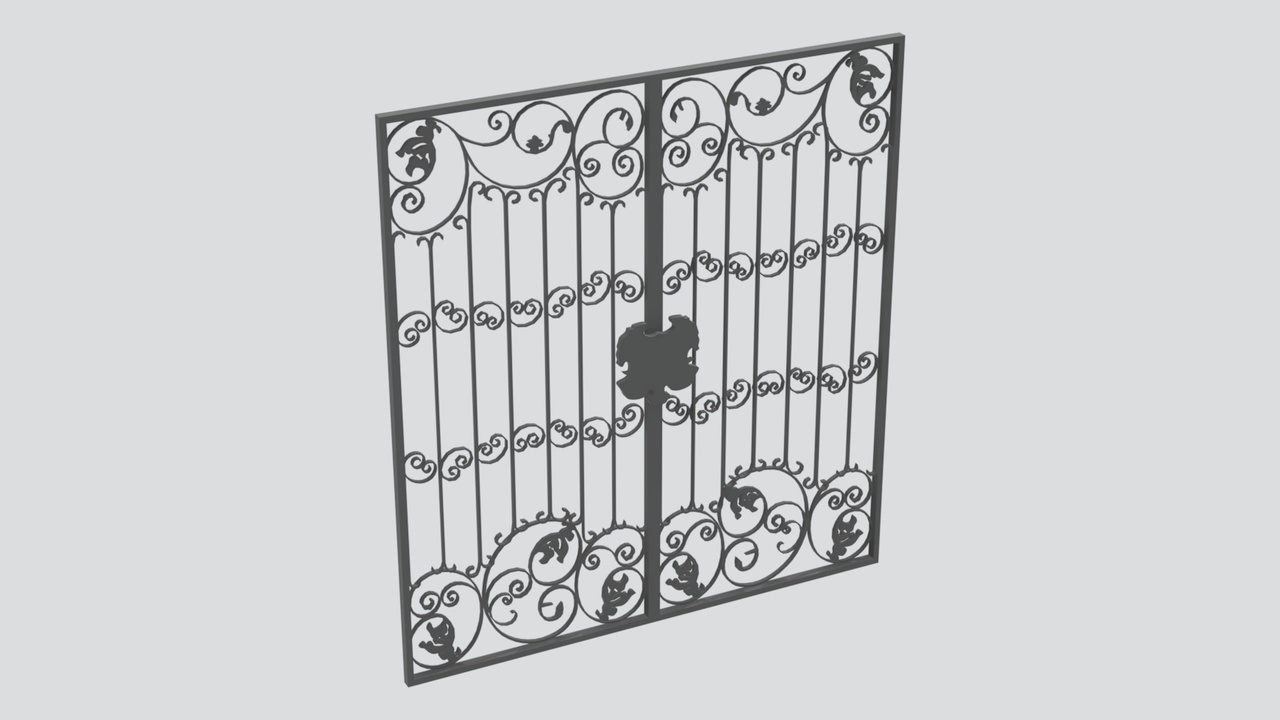 Media 1 for listing Ornate Wrought Iron Double Gate Panels 3D Model