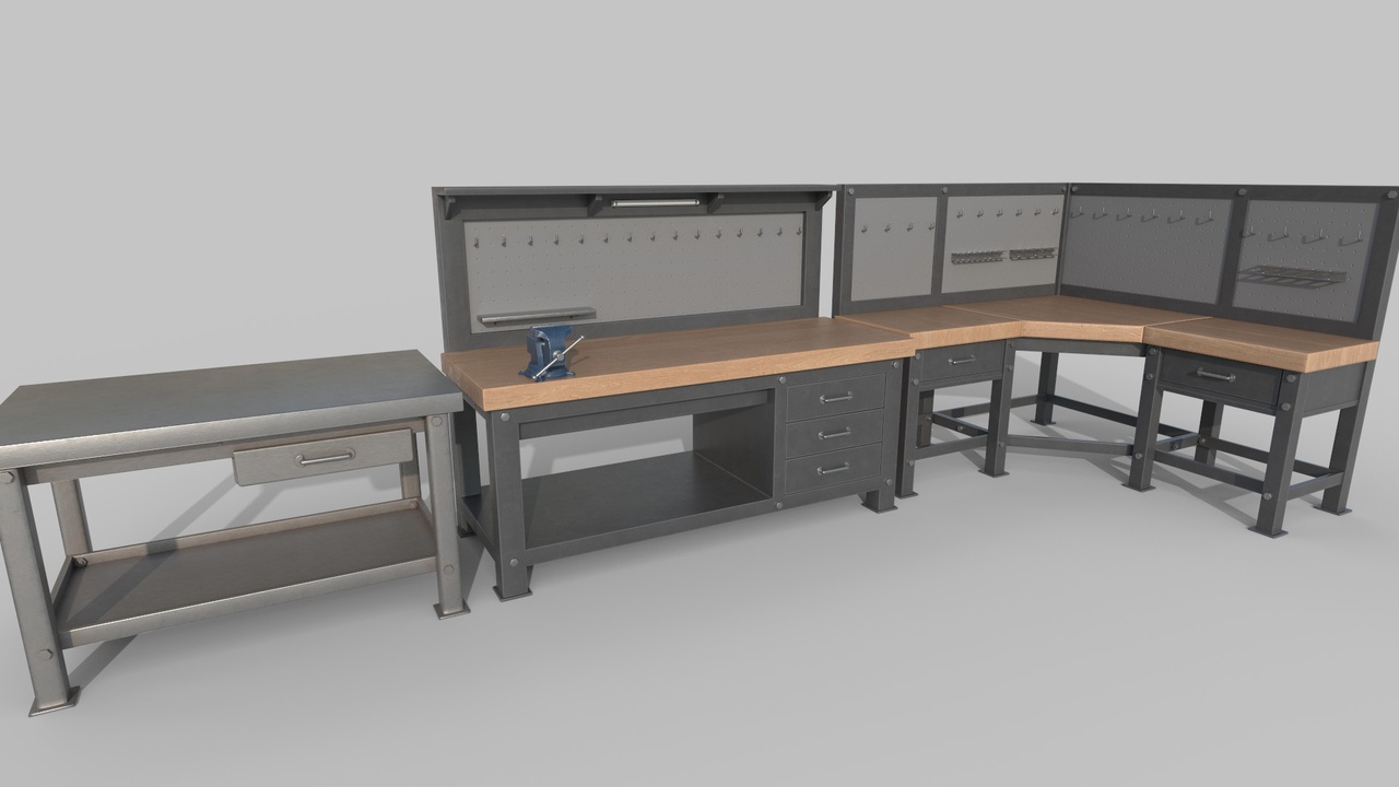 Media 1 for listing Modern Workshop Workbenches Pack