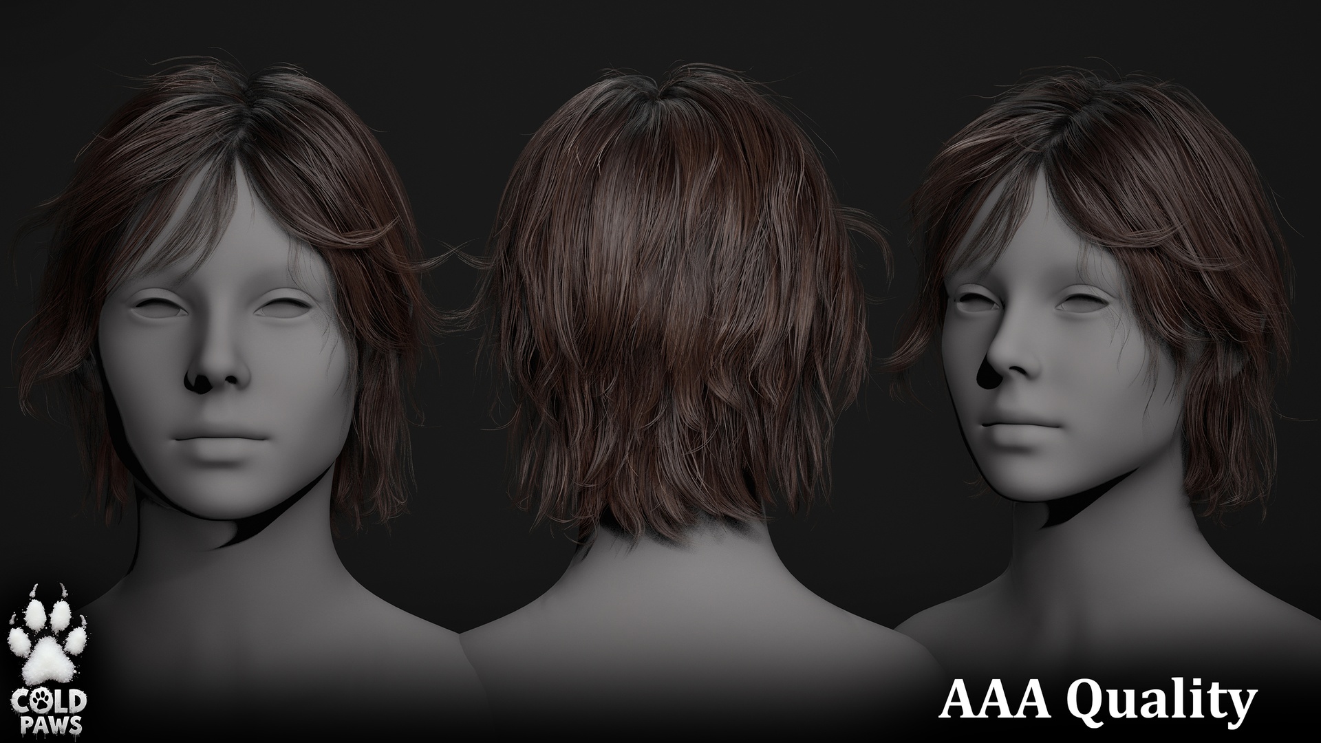 Media 1 for listing Short Shaggy Bob - Realtime Game Ready UE5