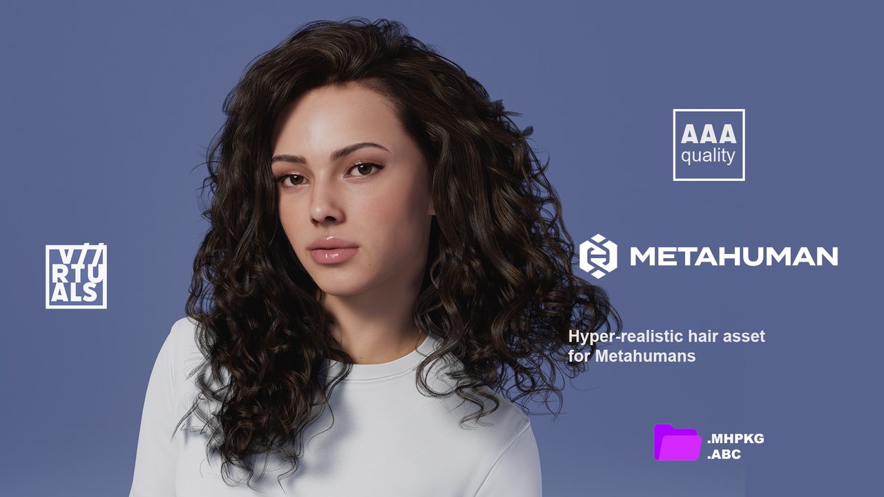 Media 1 for listing Long Lush Curls Female Hairstyle - Metahuman Groom - YAS
