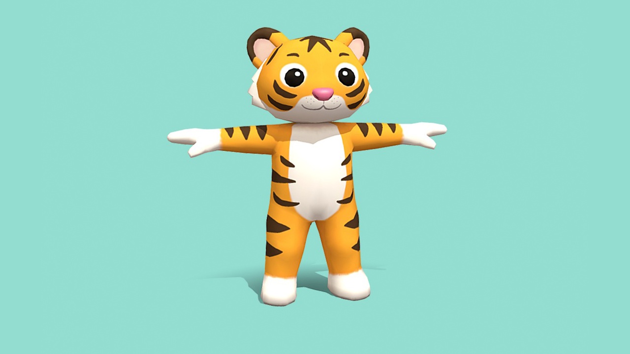 Media 1 for listing Low Poly Cute Stylized Tiger Character