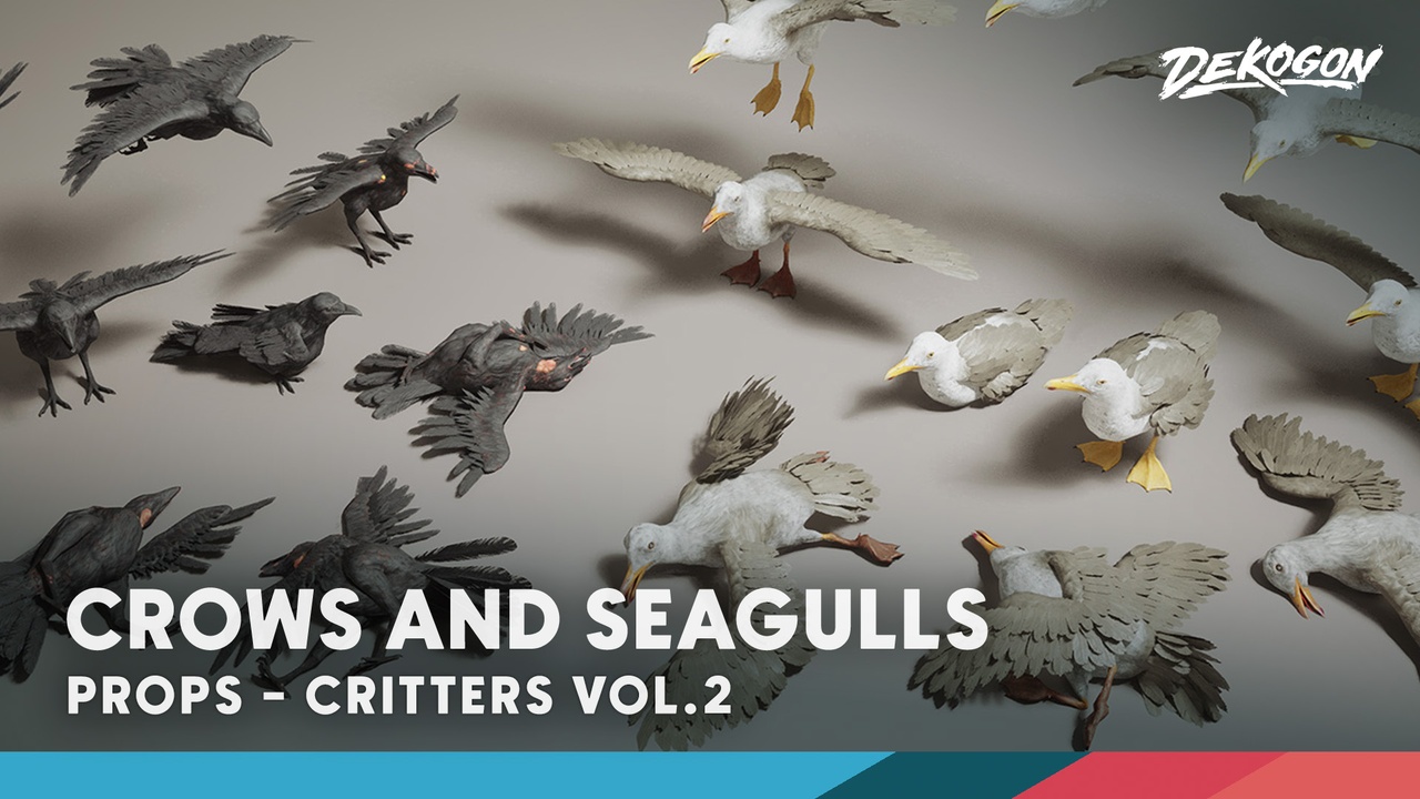 Media 1 for listing Critters VOL.2 - Crows & Seagulls (Nanite and Low Poly w/Particle)