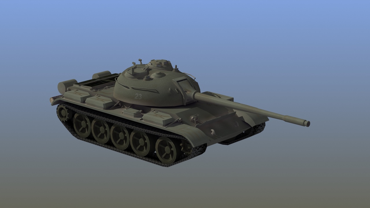 Media 1 for listing T-54/T-55 Main Battle Tank Game Ready 3D Model