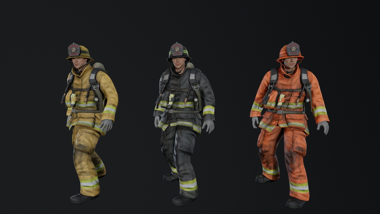Media 1 for listing Realistic Male Firefighter Rigged Animated Ready Games ((UE5 + Unity)