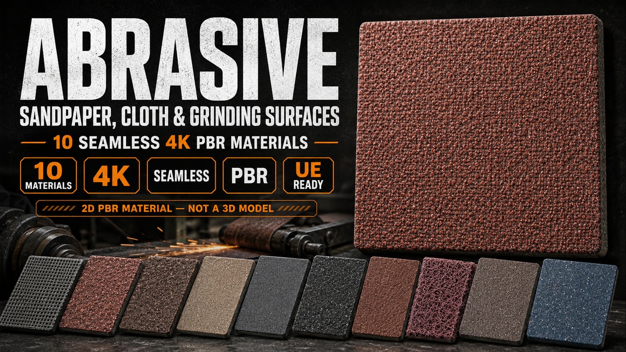 Media 1 for listing Realistic Sandpaper & Abrasive Surfaces - 10 Seamless 4K PBR Materials