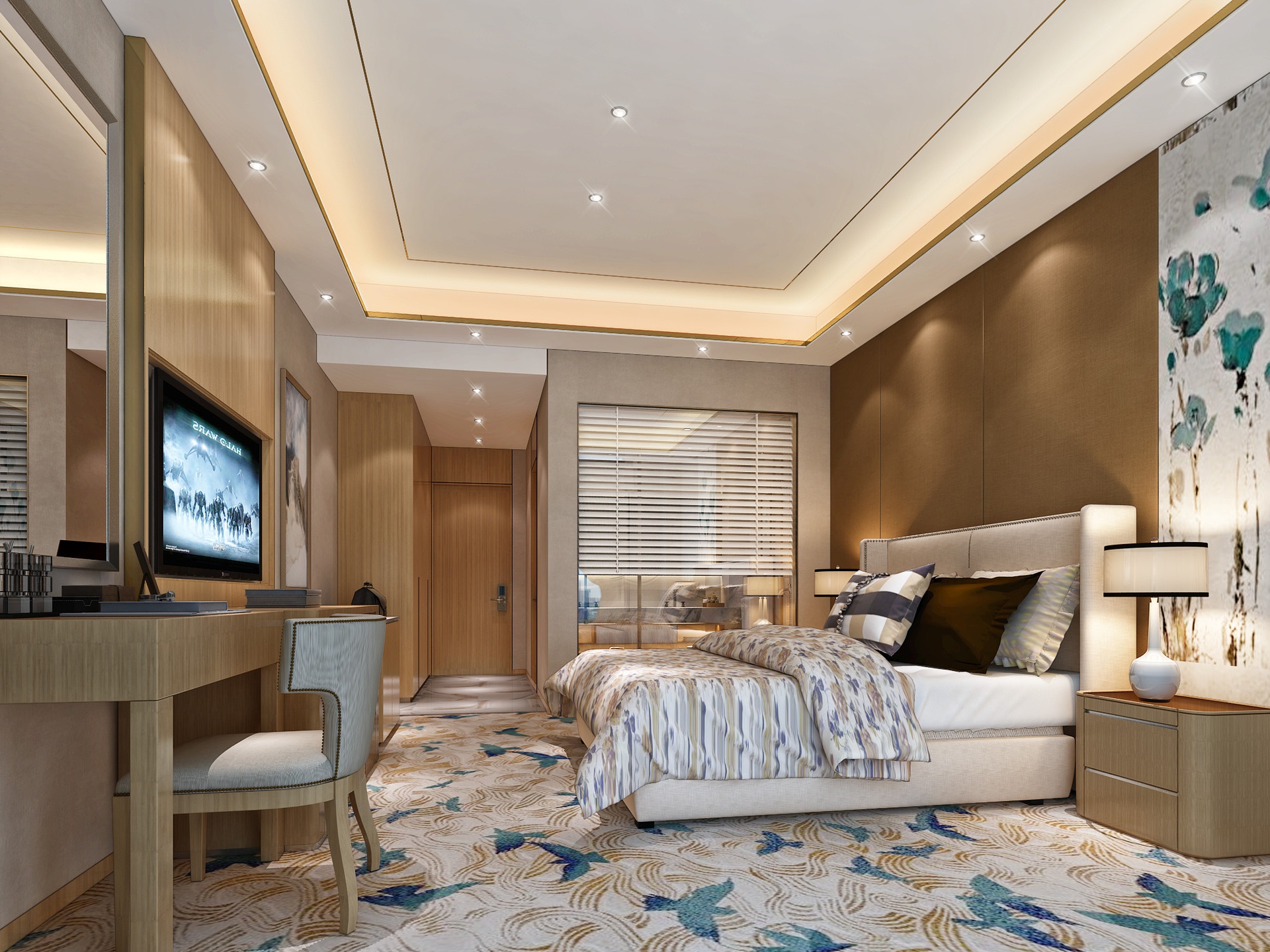 Media 1 for listing Luxury Hotel Guest Room Interior | Modern Twin Bedroom