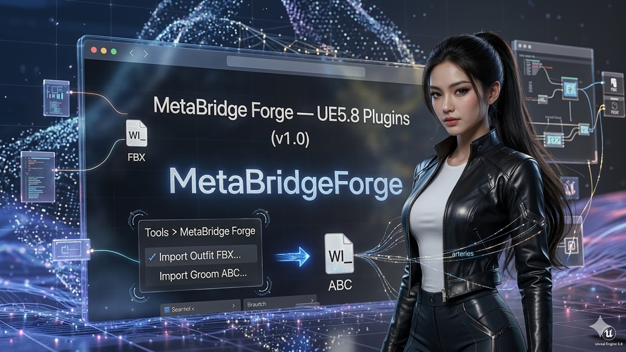 Media 1 for listing MetaBridge Forge - MetaHuman Outfit & Groom Automation