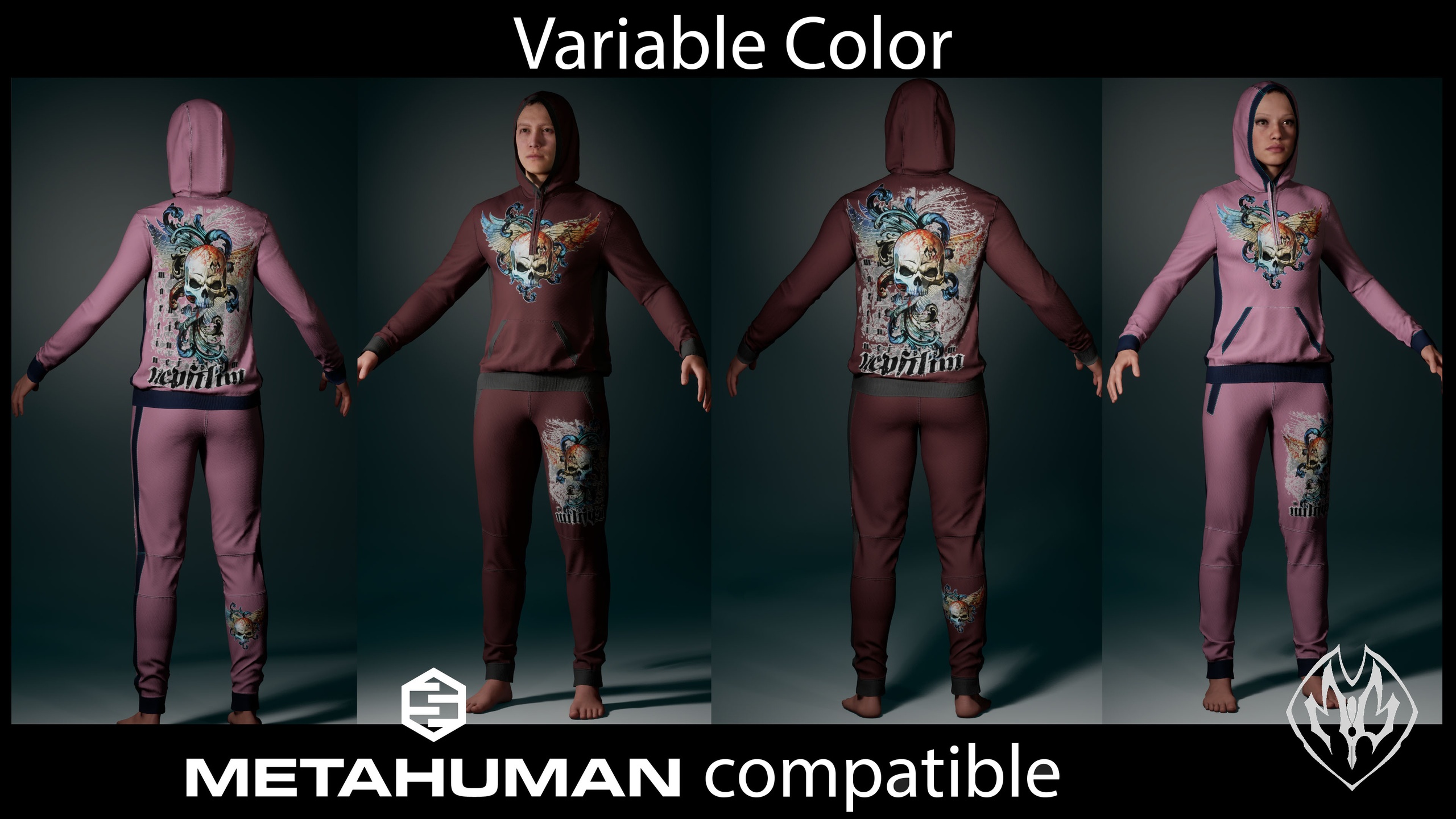 Media 1 for listing High Quality Hoodie and Sweatpants with Cool Skull design