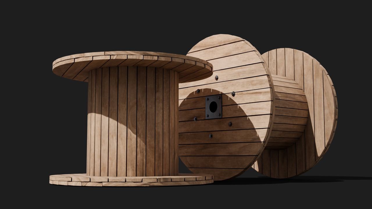 Media 1 for listing large wooden Cable spool drum or cable reel 3D model