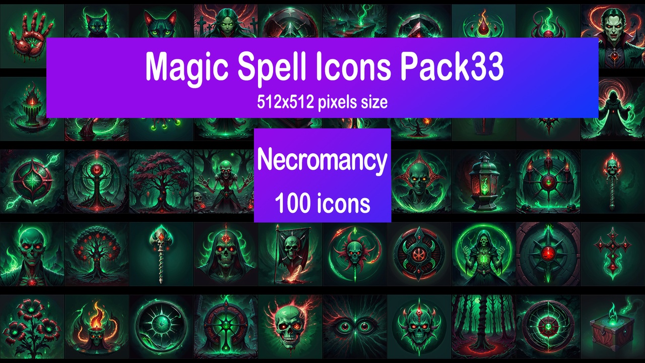 Media 1 for listing Magic Spell Icons Pack33 - Necromancy