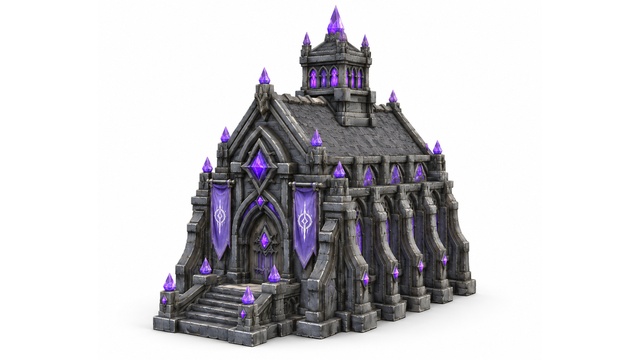 Fantasy Arcane Gothic Crystal Chapel shown on a white background