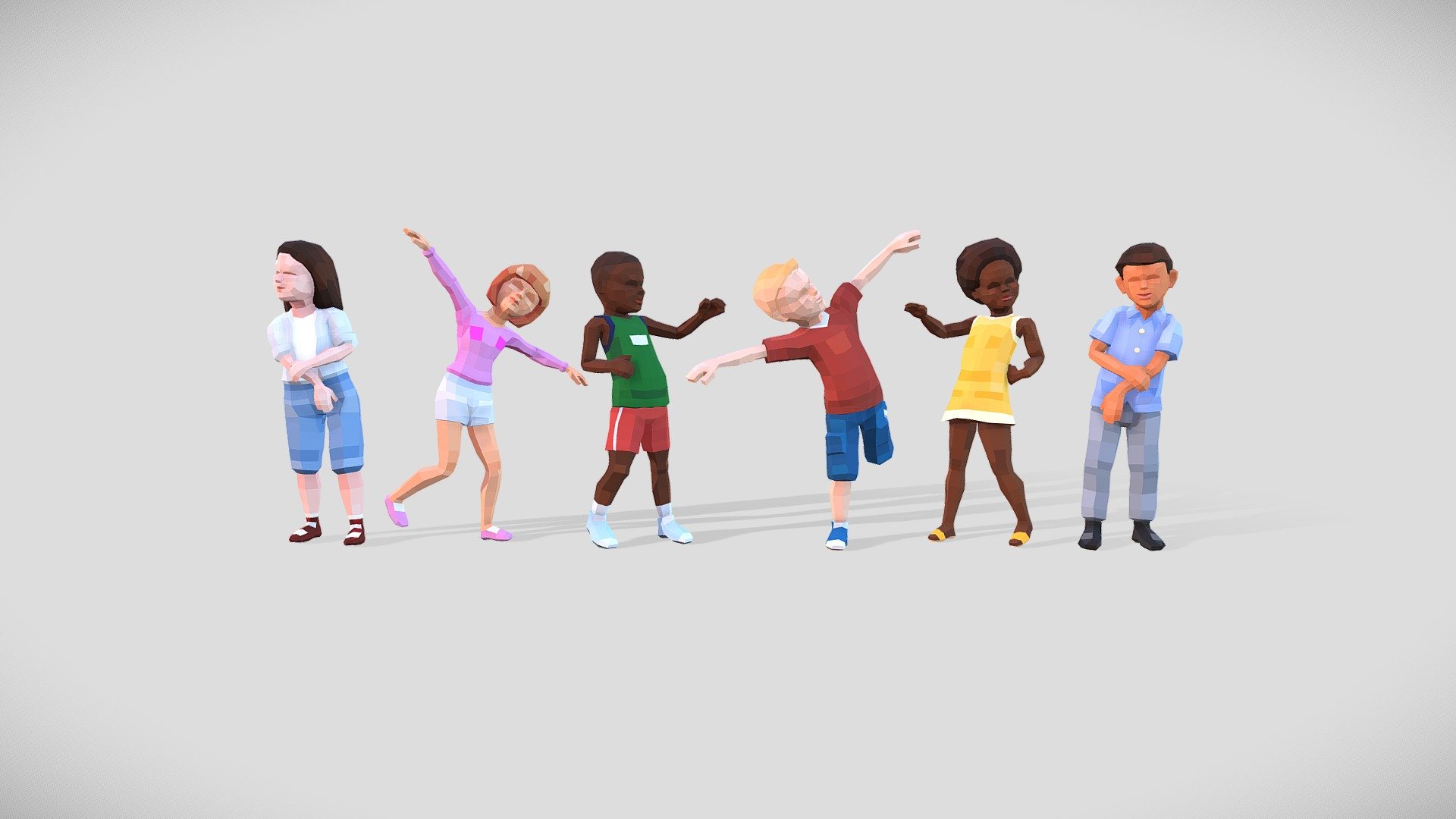 Little Kids Low Poly Rigged Pack | Fab