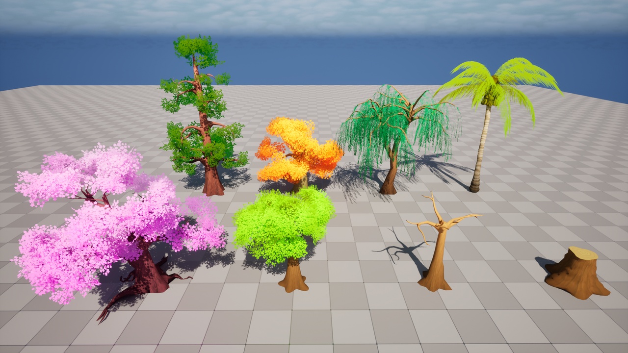 Media 1 for listing Stylized Tree Pack | 8 Game-Ready UE5 Foliage Assets