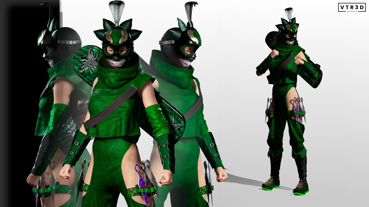 Media 1 for listing Venoma Ninja Game Ready Stylized Assassin Snake Inspired Sci Fi