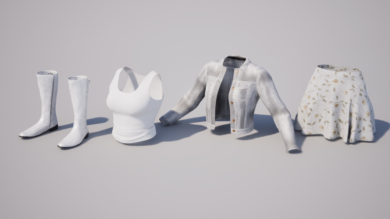 Media 1 for listing Denim Jacket And Skirt Casual Outfit - Metahuman Clothes Parametric Outfit PBR