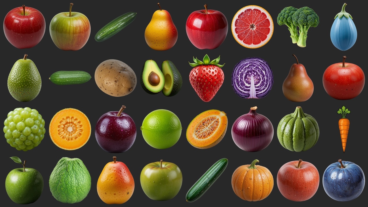 Media 1 for listing 324 Edible Fruits and Vegetables - Icons