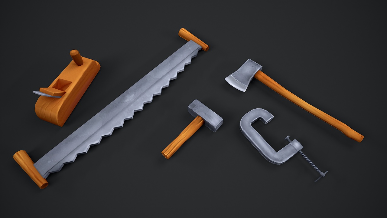 Stylized Carpentry Bench table tools 제품 등록을 위한 미디어 1개