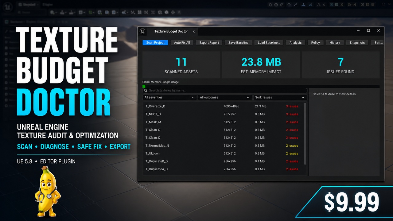 Media 1 for listing Unreal Engine Texture Optimization Tool | Texture Budget Doctor