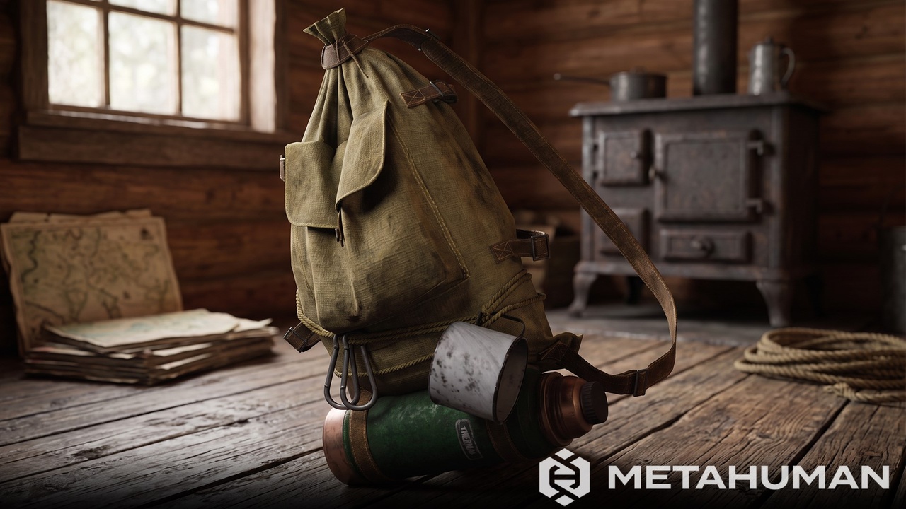 Media 1 for listing Vintage Survival Camping Backpack Low Poly PBR Game Ready 3D Model