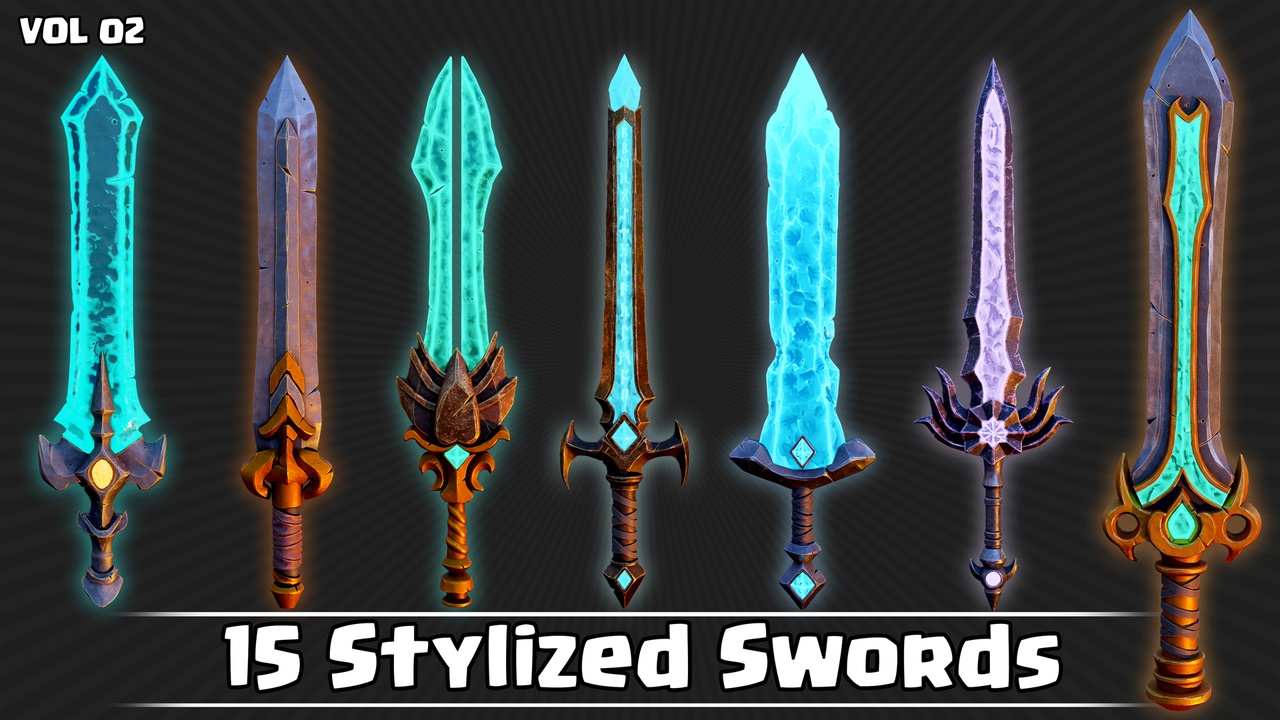 Media 1 for listing 15 Stylized Swords VOL02