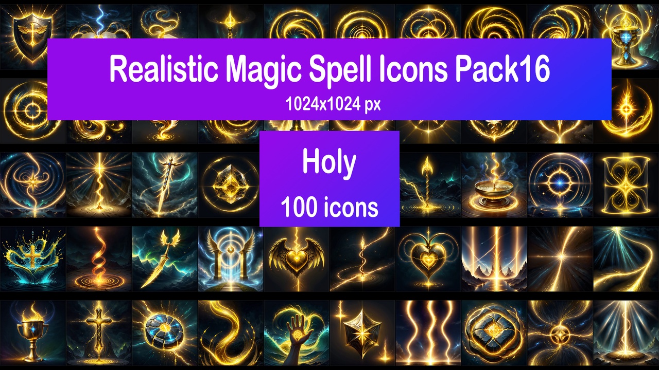 Media 1 for listing Realistic Magic Spell Icons Pack16 - Holy