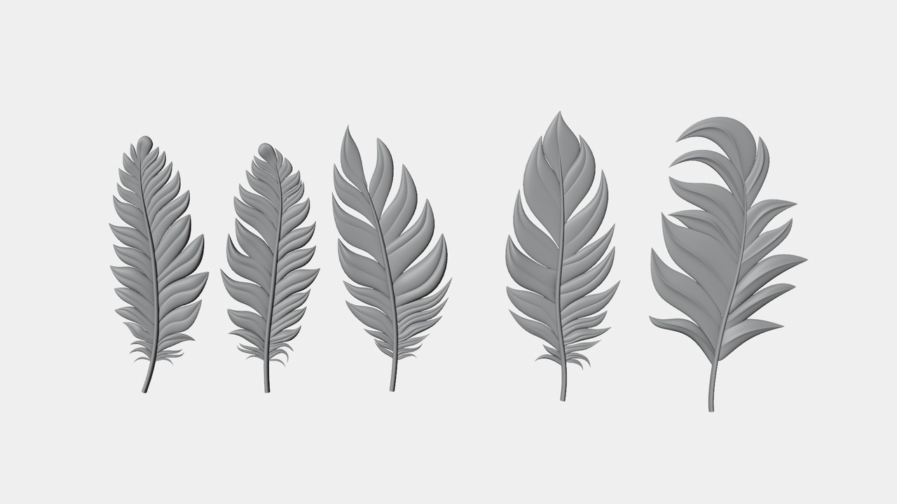 Media 1 for listing Stylized Feathers, OBJ and ZBrush IMM Brush