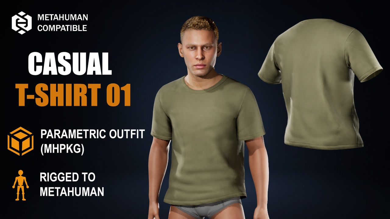 Media 1 for listing Casual T-Shirt 01 — Game-Ready Asset for MetaHuman & UE5