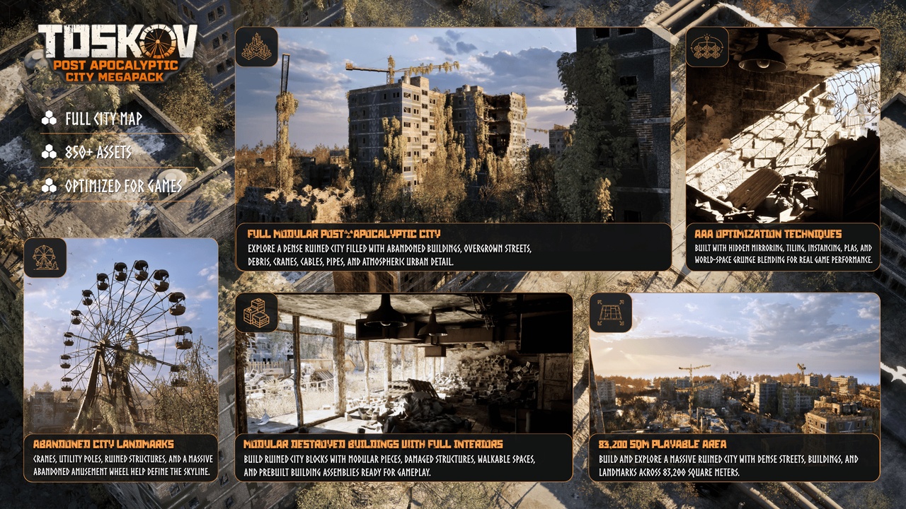 Media 1 for listing Toskov: Post Apocalyptic City Megapack (Modular City, Post Apocalyptic City)