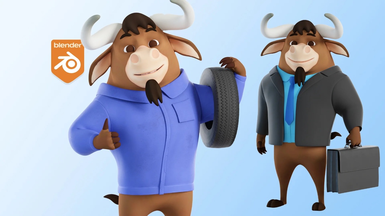 Media 1 for listing Cartoon Bull Mascot - Rigged 3D Character