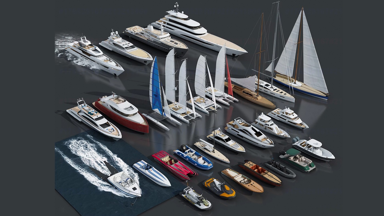 Media 1 for listing Yacht Sailboat Speedboat Bundle Watercraft 3D Model Pack