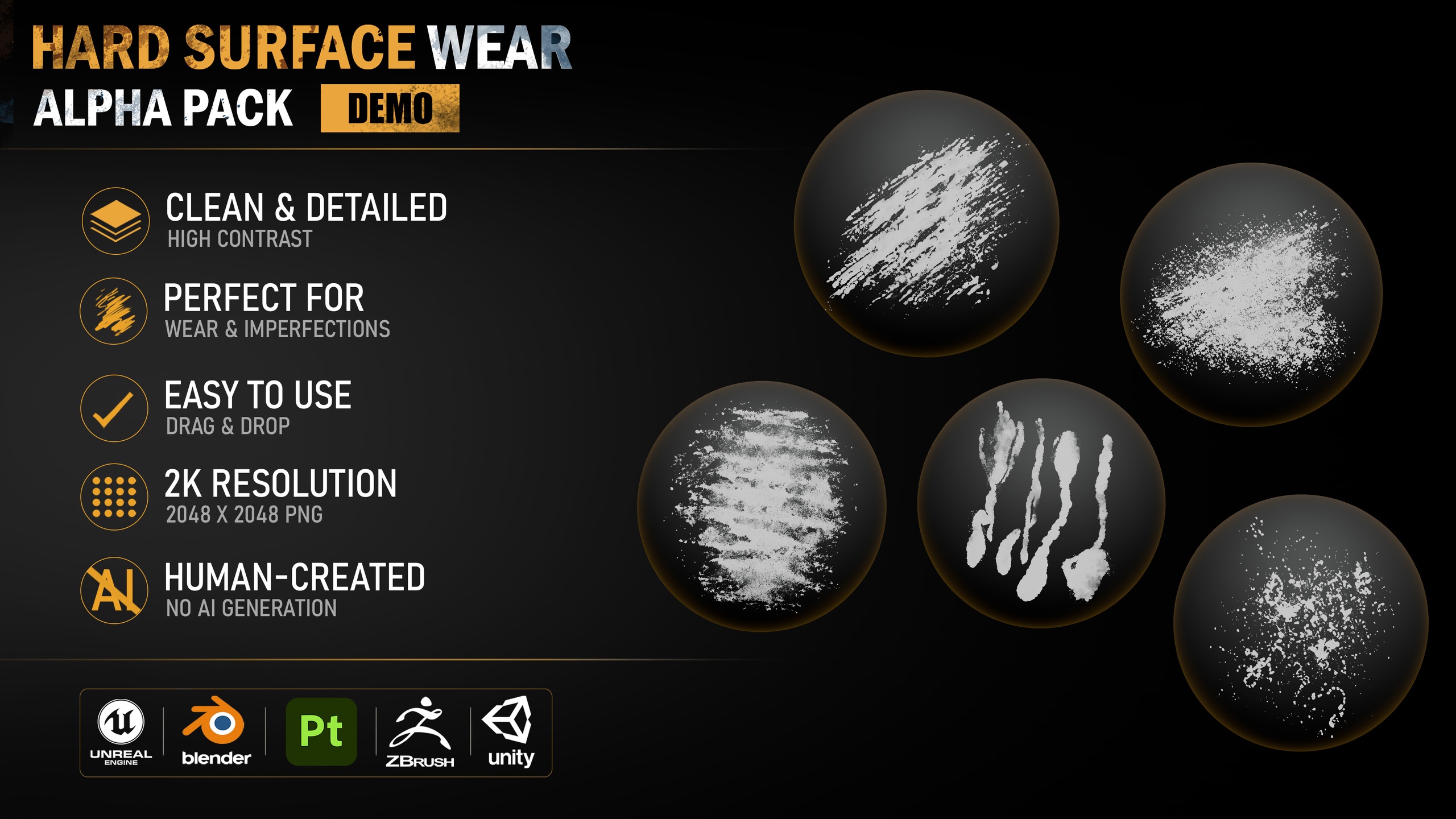 Media 1 for listing Hard Surface Wear Alpha v1 - Starter Pack | High-Resolution Grunge Textures