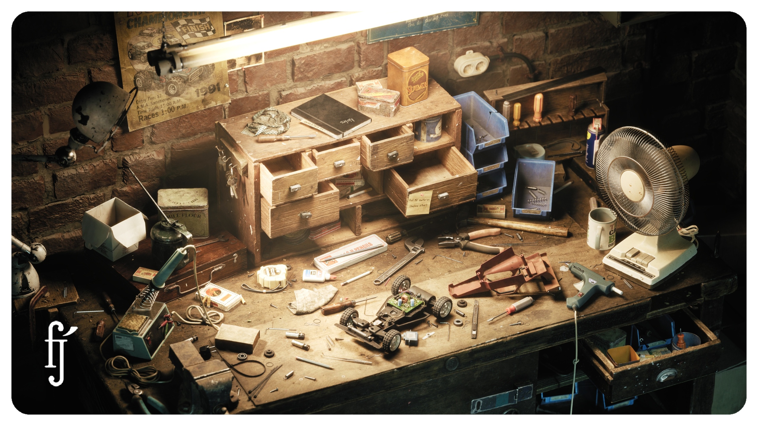 Media 1 for listing Crafting Table - Workshop Basement Workbench - Makers Bench